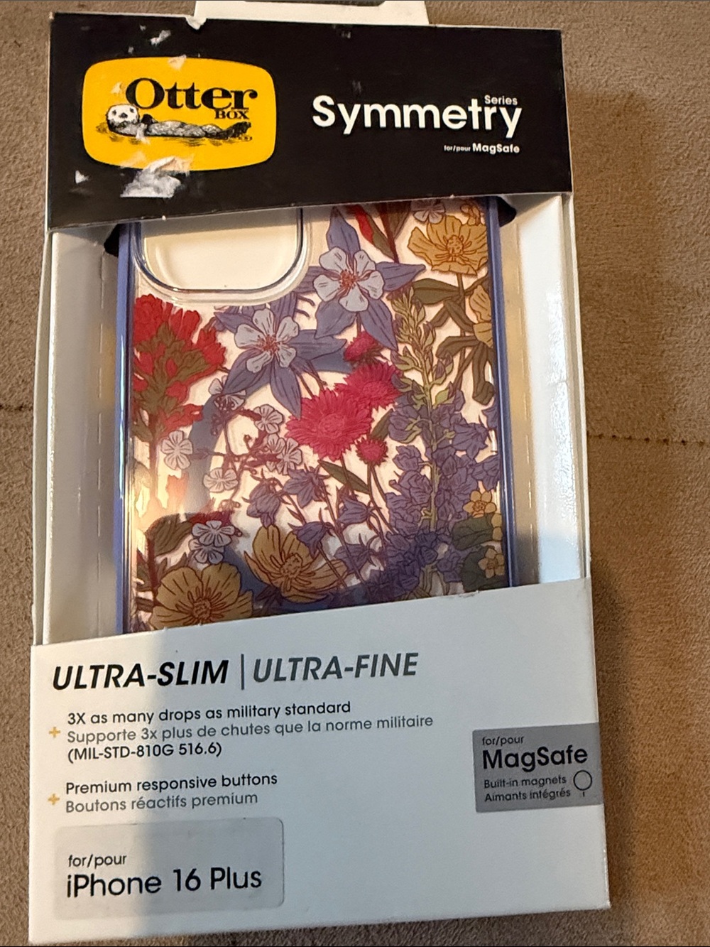 OtterBox Symmetry Series Floral iPhone 16 Plus Case - Purple, Red, Yellow, Blue